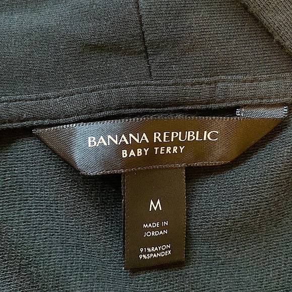 Banana Republic Baby Terry Long Cardigan Womens Size M Black Ribbed Knit Duster - Picture 3 of 16